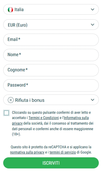 Registrazione semplificata