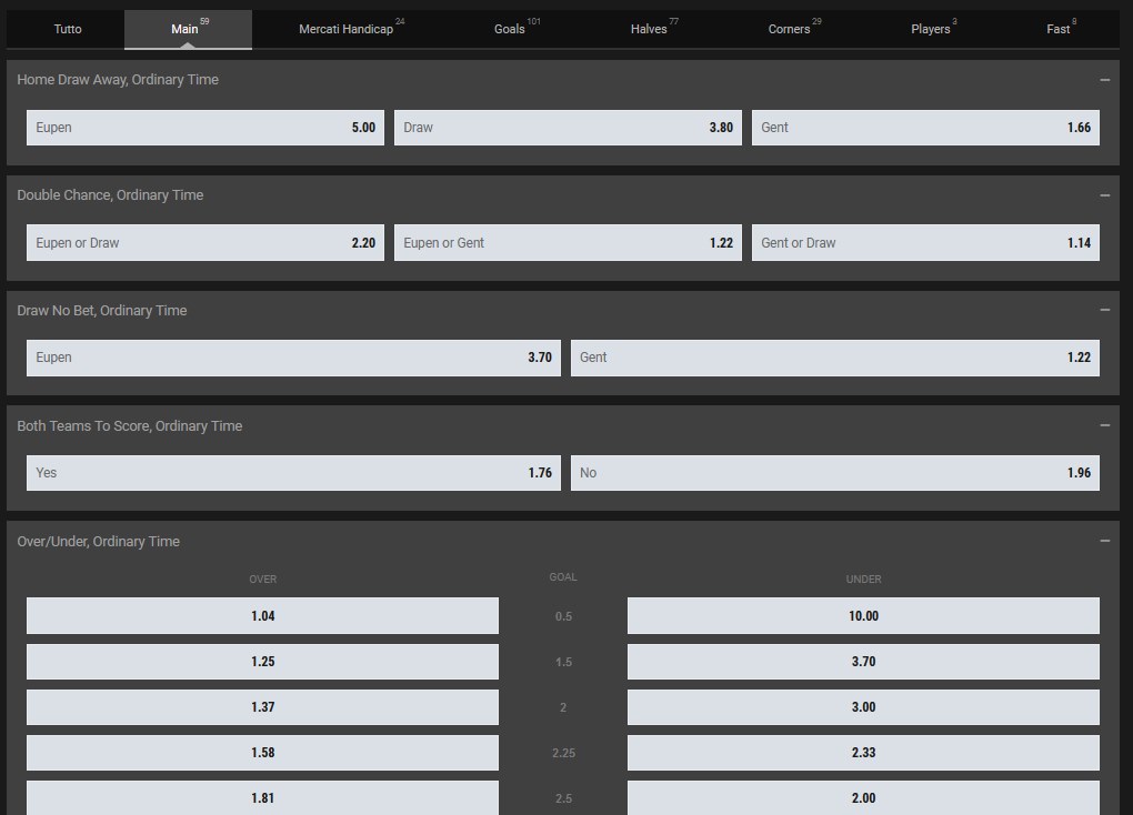 Vista scommesse dal vivo pagina 1